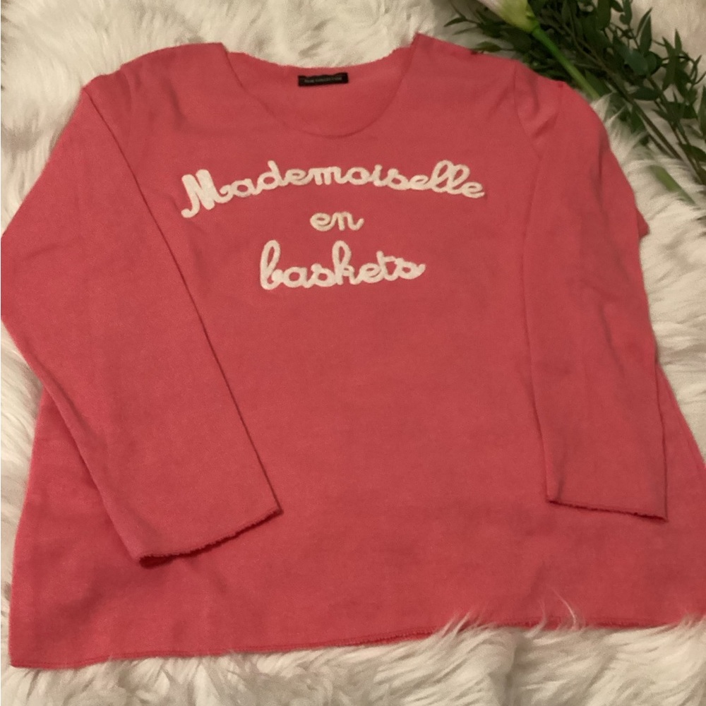 Pink Long Sleeve Sweater with Script